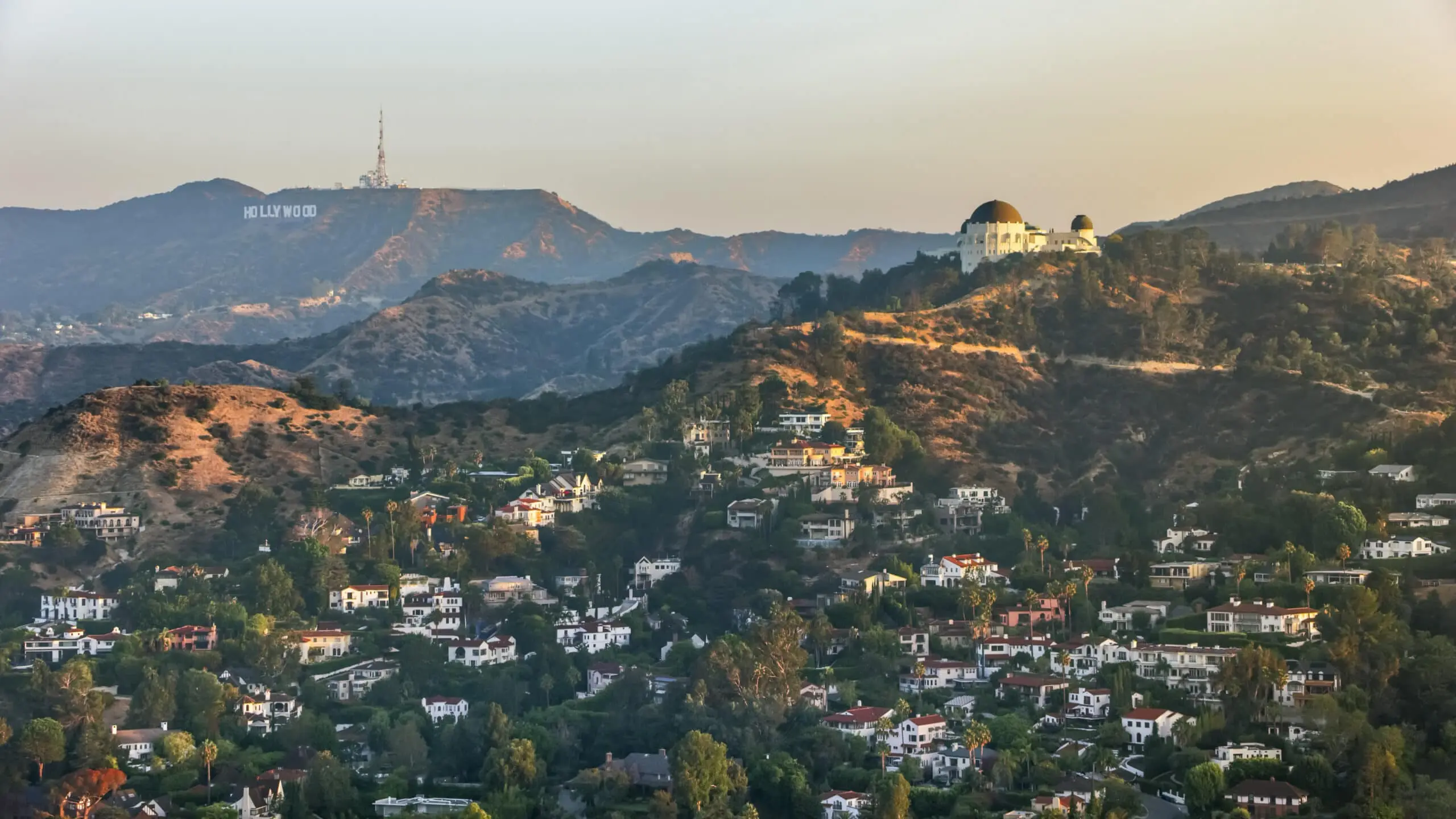 Aerial view of Griffith Observatory in Los Angeles, CA
